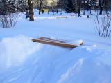 Новый парк занесенный белым снегом пушистым